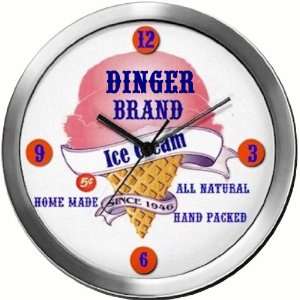  DINGER 14 Inch Ice Cream Metal Clock Quartz Movement 