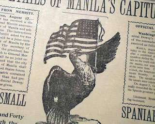 FALL OF MANILA Philippines Spanish American War ADM. GEORGE DEWEY 1898 