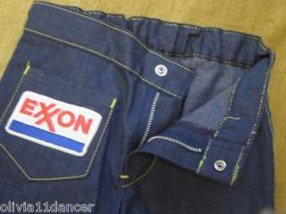   blue jeans pants mechanic Exxon Mobile Oil kids hippie gas  