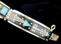 Navajo SAMMY SMITH 925 Silver Micro Inlay Link Bracelet  