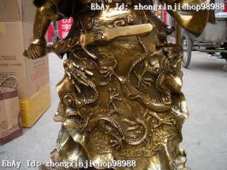 Huge Chinese pure Brass transmit orders flag 9 dragon guan gong guan 