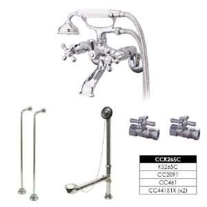   center wall mount clawfoot tub filler and shower enclosure kit