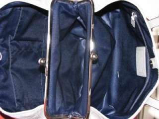 Coach F15658 Signature Stitched Patent Frame Carryall Gray Handbag NWT 