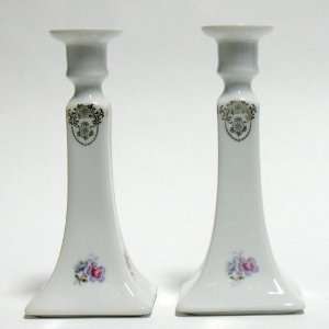 com Limoges China Fine Porcelain Pair of Canldeholders Made in France 