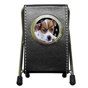  Jack Russell Puppy Dog 3 Pen Holder Desk Clock X0703 