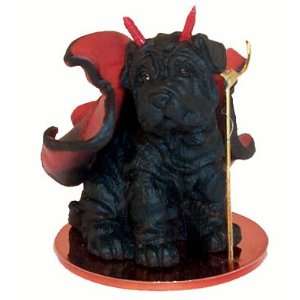  Shar Pei Little Devil Dog Figurine   Black