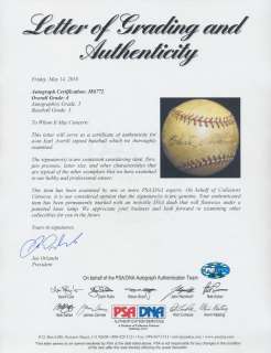 Earl Averill Single Signed Auto Baseball PSA/DNA VG EX 4  