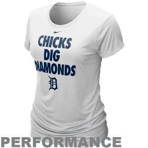 Detroit Tigers Ladies Chicks Dig Diamonds White Performance T shirt 