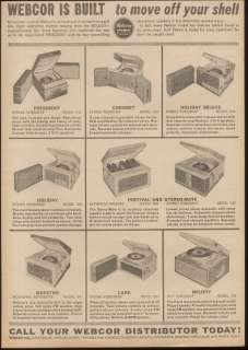 1961 Webcor phonograph 9 models photo trade ad  