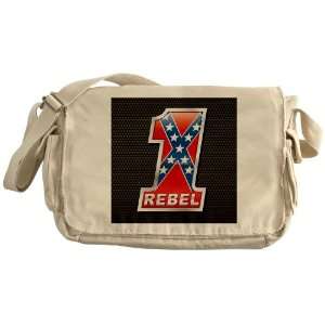    Khaki Messenger Bag 1 Confederate Rebel Flag 