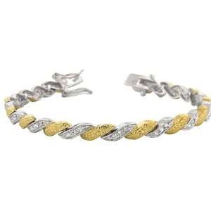 Michele Mies Silvertone and Brass Clear Cubic Zirconia Tennis Bracelet