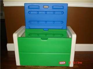 Little Tikes Blue Green and white Toy Box storage  