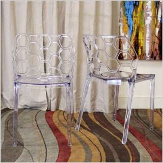 Baxton Studio Honeycomb Modern Dining Chair Clear (Set of 2)  