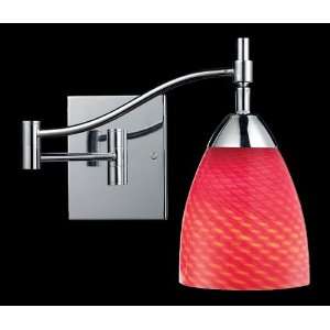 Celina 1 Light Swingarm Sconce In Polished Chrome And Scarlet Red 