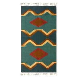  Zapotec wool rug, Jade (2x3.5)