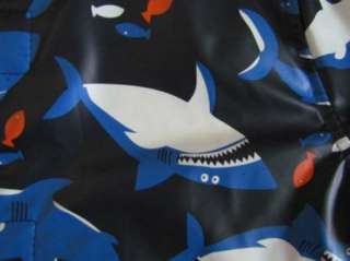 OSHKOSH BGOSH Navy Blue White Shark Hooded Rain Coat Jacket Boys 12 
