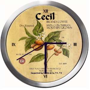  CECIL 14 Inch Coffee Metal Clock Quartz Movement Kitchen 