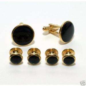 Gold and Black Budget Cufflink and Stud Set  