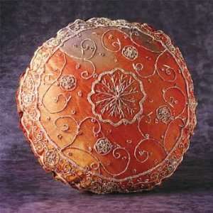  Round Satin Pillow with Embroidered Beads