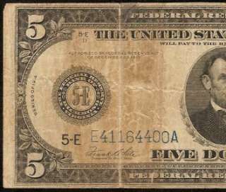   BILL FEDERAL RESERVE NOTE RICHMOND Fr 863A OLD PAPER MONEY  