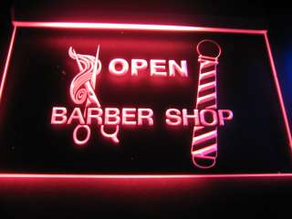 b0171 r OPEN Barber Shop Pole Scissor Neon Light Signs  