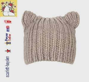 New Topshop Cute Grey Bear Ears Knitted Beanie Hat ♥One Size RRP 
