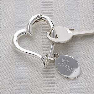  Personalized Heart Shaped Silver Key Ring 