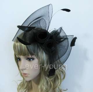 7color Feather Veil Fascinator Hair Clips for top hats  