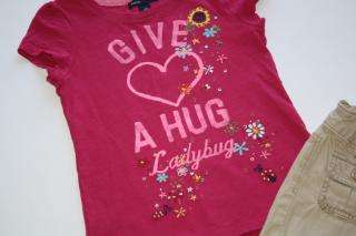 Gap Girls Woodstock Shorts Ladybug Hug Pink Tee Top 6 7  