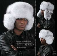   Brand ARKTIKA Blue Polar White Fox FULL Fur Hat Ushanka Genuine Men