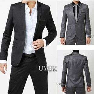 2011 NEW Mens Premium Slim Fit Single Button Suit Top Black 1541 