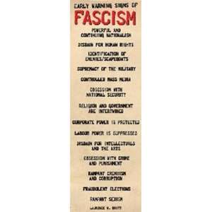  Fascism Vs. Democracy Political Text Poster 12 x 36 inches 