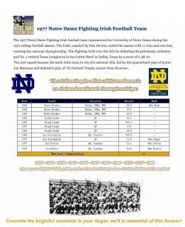 1977 Notre Dame Fighting Irish College NCAA National Championship 