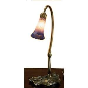  16H Pond Lily 1 Light Accent Lamp, Pink/Blue