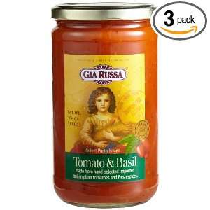 Gia Russa Tomato & Basil Pasta Sauce, 24 Ounce Glass Jars (Pack of 3)