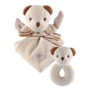    Miyim Organic Bear Baby Lovie Blankie & Rattle Gift Set Baby