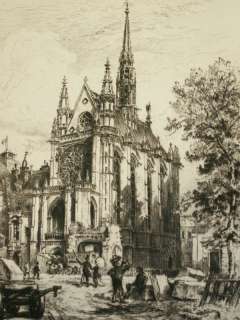 Alfred Brunet Debaines Cathedral French Etching c.1870  