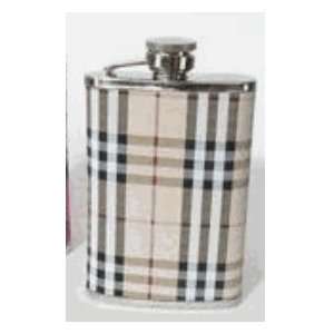  Set of 2 Tan Plaid Flasks   3 Oz. Each Beauty