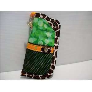   Green Bubbles Clip On Soft Eyeglass Case With Pockets 