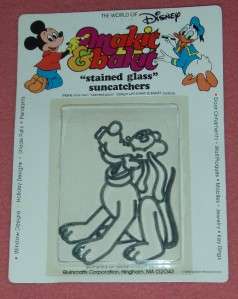 Vintage Makit Bakit Disney Pluto Stained Glass Ornament  
