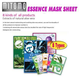   3D Facial Essence Face Mask Pack Aloe Vera 8 types Skin Care 29 sheets