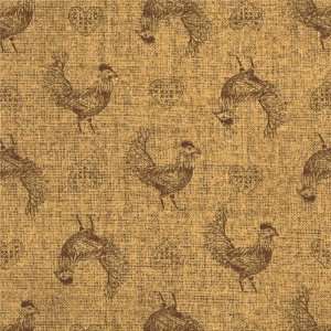  44 Wide Farmyard Toile Rooster Toile Flax Fabric By The 