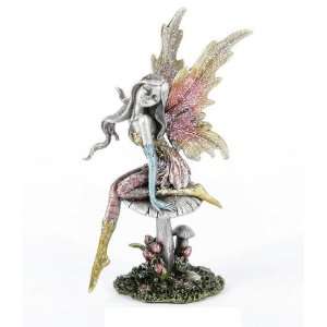 Pewter Fairies Beautiful Hand Painted Pewter Fairy On Toadstool Figure