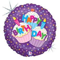 Happy Birthday Cupcake Holographic Ballon 18 030625865876  