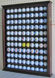 110 Golf Ball Display Case Shadow Box Wall Cabinet, Solid Wood, Cherry 