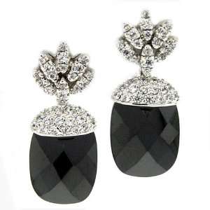  Elegant Dangle Earrings w/Black & White CZs Jewelry