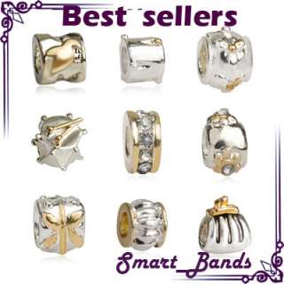 9pcs Gold EP & silver bead for European bracelet bead charms X mas 