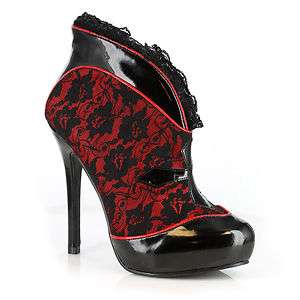  Lace Vampire Goth Devil Can Can Saloon Girl Shoes Heels Ankle Boots 6