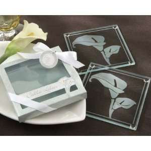  Calla Lilies Frosted Glass Coasters in Floral Inspired 