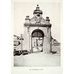  1907 Print Alcantara Gate Bridge Spain Coat Arms Toledo 